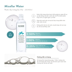 Nước Tẩy Trang BABE Essentials Prebiotic Micellar Water Làm Sạch Sâu Dịu Nhẹ Phù Hợp Mọi Loại Da 250ml