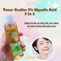 Toner Eveline 5% Glycolic Acid 3 In 1 Căng Bóng Sáng Da Mờ Thâm Sạm Ba Lan Chai 110ml