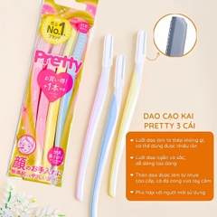Set 3 Dao Cạo Lông Mày Kai Pretty Cao Cấp Lưỡi Thép Không Gỉ Nhật Bản - MẪU MỚI SET 3 TẶNG 1