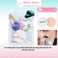 Set 5 Bông Mút Trang Điểm Nhiều Màu Đa Năng Mềm Mại Dễ Tán Nhỏ Gọn Tiện Lợi 