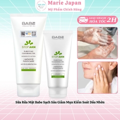 Sữa Rửa Mặt Babe Stop AKN Purifying Cleansing Gel Sạch Sâu Dịu Nhẹ Giảm Mụn Tây Ban Nha