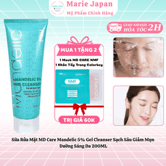 [MUA 1 TẶNG 2] Sữa Rửa Mặt MD Care Mandelic 5% Gel Cleanser Sạch Sâu Giảm Mụn Dưỡng Sáng Da-TẶNG 1 KHĂN TẨY TRANG COLORKEY + 1 MASK NMF