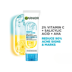 Sữa Rửa Mặt Garnier 3in1 Giảm Mụn Dưỡng Sáng Da Bright Complete Anti-Acne MẪU MỚI Pháp 100ml