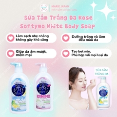 Sữa Tắm Trắng Da Kose Softymo White Body Soap Dưỡng Trắng Ẩm Mịn Mềm Da Nhật Bản Chai 600ml