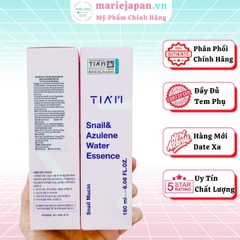 Tinh Chất Ốc Sên TIAM Snail & Azulene Water Essence Cấp Ẩm Phục Hồi Da Dịu Nhẹ Hàn Quốc 180ml