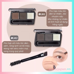 Bột Kẻ Chân Mày GOGO TALES 3 Ô Bền Màu Chống Thấm Nước Eyebrow Powder Kèm Cọ Vẽ 2 Đầu GT583