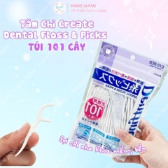 Tăm Chỉ Create Dental Floss & Picks Sạch Kẽ Răng Nhẹ Nhàng An Toàn Nhật Bản Túi 101 Cây