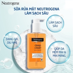 Sữa Rửa Mặt Neutrogena Deep Clean Facial Cleanser Làm Sạch Sâu Sáng Da Giảm Mụn Dạng Gel Mỹ - Chai 150ml
