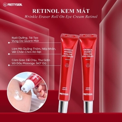Kem Mắt Pretty Skin Wrinkle Eraser Roll On Eye Cream Retinol Dưỡng Sáng Giảm Thâm Quầng Mắt Làm Mờ Nếp Nhăn Hàn Quốc 30ml
