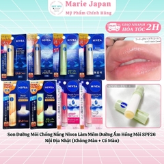 Son Dưỡng Môi Chống Nắng Nivea Làm Mềm Dưỡng Ẩm Hồng Môi SPF26 Nội Địa Nhật (Không Màu + Có Màu)