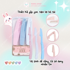 Set 3 Dao Cạo Chân Mày Gập Gọn Folding Eyebrow Knife An Toàn Tiện Lợi Dễ Dàng Sử Dụng