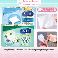 Bông Tẩy Trang Silcot Làm Sạch Nhẹ Nhàng Không Sơ Bông Unicharm Nhật Bản Hộp 82 Miếng