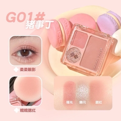 Bảng Phấn Mắt & Má 3 Ô GoGo Tales Nhũ Lì Bling Bling Bám Tốt Nhỏ Gọn Tiện Lợi Small Pocket GT614