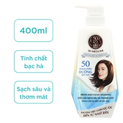 Dầu Gội 50 Megumi Ngăn Rụng Tóc Sạch Sâu Thanh Mát Dành Cho Da Dầu Fresh And Clean 400ml Nhật Bản