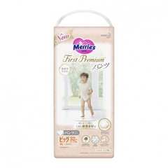 Tã Quần Merries First Premium (hàng Nhật nội địa) CM - Size XL 32+2 Miếng