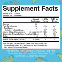 Viên uống bổ sung  K2 + D3 Calcium Gummies của MaryRuth Organics - 60v