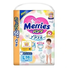 Tã Quần Merries Jumbo (bịch lớn) hàng Nhật nội địa - Size L 56 Miếng
