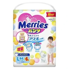 Tã Quần Merries Nhật Bản Nội Địa thêm miếng - Size L 46+4 Miếng