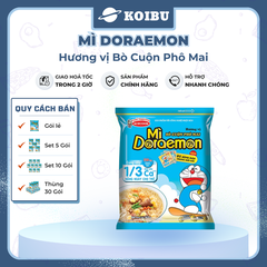 ACECOOK - Mì Doraemon hương vị bò cuộn phô mai, Mì ăn liền trẻ em, Mì Doremon bổ sung canxi, Mì gói Doraemon - 62g/gói - 00069