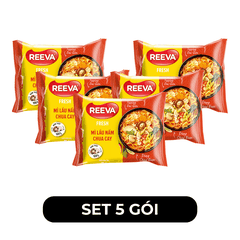 UNIBEN - Mì chay Reeva Fresh hương vị Lẩu nấm chua cay (có gói nấm thật), Mì chay Reeva ăn liền - 85g/gói - 00350