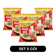 UNIBEN - Phở 3 Miền Gold hương vị Bò, Phở bò 3 Miền Gold, Phở thịt bò 3 Miền Gold phở ăn liền - 75g/gói  - 00362