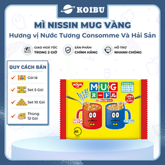 NISSIN - Mì Nissin Mug vàng, Mì Mug Nissin vàng ăn liền, Mì Nissin ăn dặm cho bé từ 12 tháng - 94g/gói - 00795
