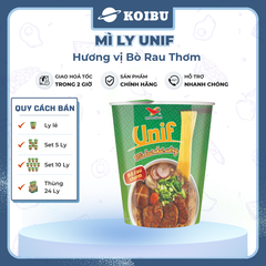 UNI-PRESIDENT - Mì Unif ly hương vị Bò Rau Thơm - Unif mì bò rau thơm ly, Mì ly Dzai Dzai - 60g/ly - 00294