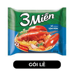 UNIBEN - Mì 3 Miền hương vị Tôm Hùm - Mì 3 Miền tôm hùm, Mì gói tôm hùm 3 Miền ăn liền - 65g/gói - 00358