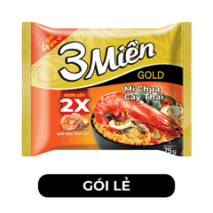 UNIBEN - Mì 3 Miền Gold hương vị Chua Cay Thái - Mì ăn liền Chua Cay Thái 3 Miền Gold gói - 75g/gói - 00354