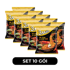 UNIBEN - Mì 3 Miền Gold hương vị Mì Cay 3 Cấp Độ - Mì 3 Miền Gold Cay 3 Cấp Độ ăn liền - 75g/gói  - 00355