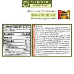 PALDO - Mì xào Koreno Bulgogi hương vị Phô mai cay, Mì trộn Koreno Bulgogi, Mì Koreno phô mai cay - 100g/gói - 00606