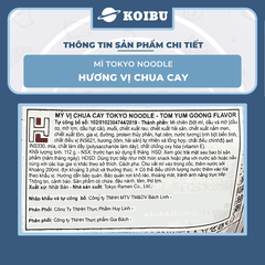 TOKYO NOODLE - Mì Tokyo Noodle hương vị Chua cay, Mì ăn liền cho bé Tokyo Noodle, Mì ăn dặm cho bé - 120g/lốc - 00800