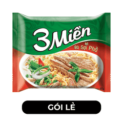 UNIBEN - Mì 3 Miền hương vị Bò Sợi Phở - Mì gói Bò sợi phở ăn liền, Mì Bò sợi phở 3 Miền gói - 65g/gói - 00495