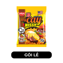 NISSIN - Mì xào cay Nissin Bít tết phô mai cay, Mì xào cay Bít tết phô mai cay, Mì xào ăn liền Nissin - 70g/gói - 00493