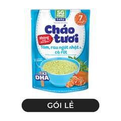 SG FOOD - Cháo tươi SG Food Baby hương vị Tôm, rau ngót Nhật & cà rốt, Cháo Tôm SGFood Baby ăn liền - 240g/gói - 00577