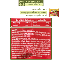 UNIBEN - Mì 3 Miền Gold hương vị Bò Hầm Rau Thơm - Mì Bò Hầm Rau Thơm 3 Miền Gold - 75g/gói - 00353