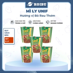 UNI-PRESIDENT - Mì Unif ly hương vị Bò Rau Thơm - Unif mì bò rau thơm ly, Mì ly Dzai Dzai - 60g/ly - 00294