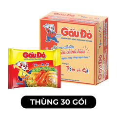 ASIAFOODS - Mì Gấu Đỏ hương vị Tôm và gà, Mì Tôm và gà Gấu Đỏ, Mì gói ăn liền Gấu Đỏ Tôm và gà - 63g/gói - 00326