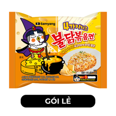 SAMYANG - Mì khô gà cay Samyang hương vị Gà cay phô mai Quattro, Mì gà cay 4 vị phô mai Samyang - 145g/gói - 00422