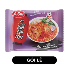SAIGON VE WONG - Mì A-One hương vị Kim chi tôm, Mì Kim chi tôm A-One, Mì AOne Kim chi tôm, Mì ăn liền A-One - 85g/gói - 00609