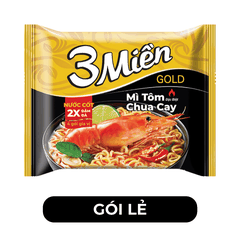 UNIBEN - Mì 3 Miền Gold hương vị Tôm Chua Cay Đặc Biệt, 3 Miền Gold Tôm Chua Cay Đặc Biệt - 75g/gói - 00352