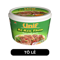 UNI-PRESIDENT - Mì tô Unif hương vị Bò rau thơm, Mì Unif tô bò, Mì bò rau thơm tô Unif, Mì ăn liền tô - 85g/tô - 00173