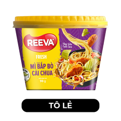 UNIBEN - Mì tô Reeva Fresh hương vị Bắp bò cải chua, Mì Reeva Fresh tô ăn liền, Mì Reeva tô ăn liền - 90g/tô - 00135