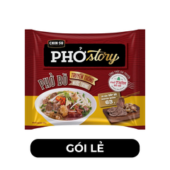 MASAN - Chinsu Phở Story GÓI (CÓ THỊT THẬT), Phở Thìn bờ hồ ăn liền, Phở bò truyền thống nước trong - 131g/gói - 00102