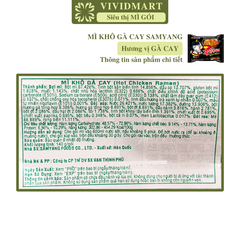 SAMYANG - Mì khô gà cay Samyang hương vị Gà cay, mì Samyang gà cay truyền thống, mì gà cay Samyang - 140g/gói - 00416