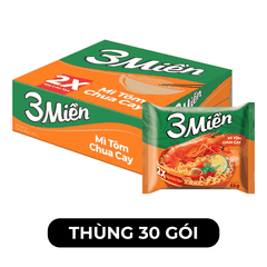 UNIBEN - Mì 3 Miền hương vị Tôm Chua Cay - Mì gói 3 Miền hương vị Tôm Chua Cay - 65g/gói - 00356