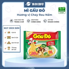 ASIAFOODS - Mì Gấu Đỏ hương vị Chay rau nấm, Mì Chay rau nấm Gấu Đỏ, Mì gói Gấu Đỏ Chay rau nấm - 60g/gói - 00324
