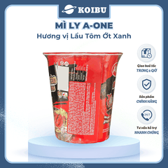 SAIGON VE WONG - Mì ly A-One hương vị Lẩu tôm ớt xanh - 65g/ly - 00861