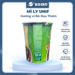 UNI-PRESIDENT - Mì Unif ly hương vị Bò Rau Thơm - Unif mì bò rau thơm ly, Mì ly Dzai Dzai - 60g/ly - 00294