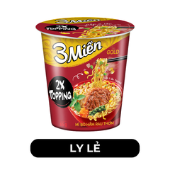 UNIBEN - Mì ly 3 Miền Gold Bò hầm rau thơm, Mì ly Bò hầm rau thơm 3 Miền Gold, Mì 3 Miền Gold ly - 65g/ly - 00359